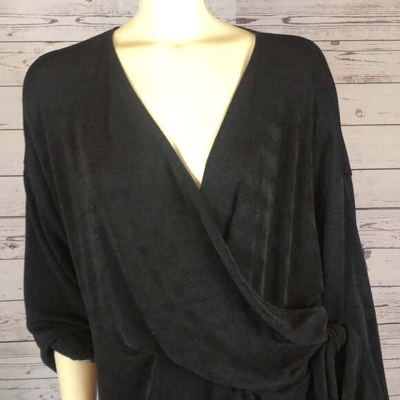 NWT ASOS DESIGN Curve long sleeve mini wrap sexy dress in black size 14 - Picture 8 of 12